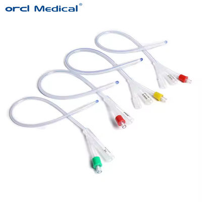 Catetere dell'urina a caldo monouso sterile 100% silicone a 3 vie catetere di silicone di tipo standard Foley