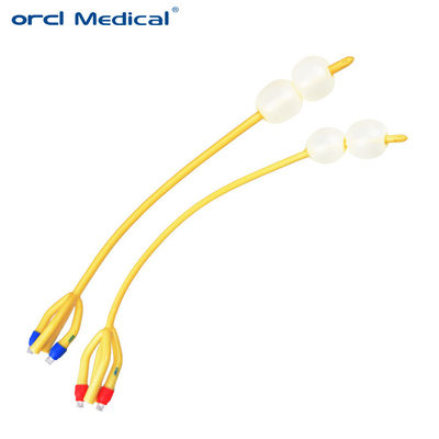 Catetere di latex foley rivestito di silicone 4 vie doppio palloncino per chirurgia urologica