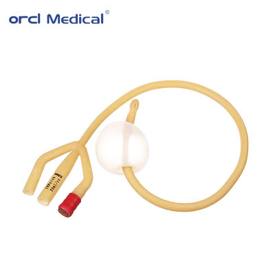 Catetere di Foley in lattice monouso giallo per uso medico all'ingrosso in fabbrica, Fr6-30, con 2 vie e 3 vie