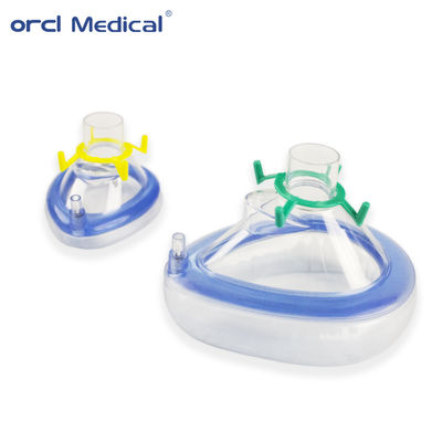 Fabbrica professionale cinese produce maschera anestetica in PVC di grado medicale con porta standard e cuscinetto d'aria